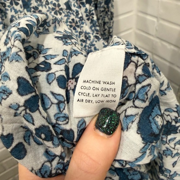 Apiece Apart Victoria Mock Dress Navy Blue Potpourri Sz Floral Ruffle Mini Slip - Picture 16 of 16